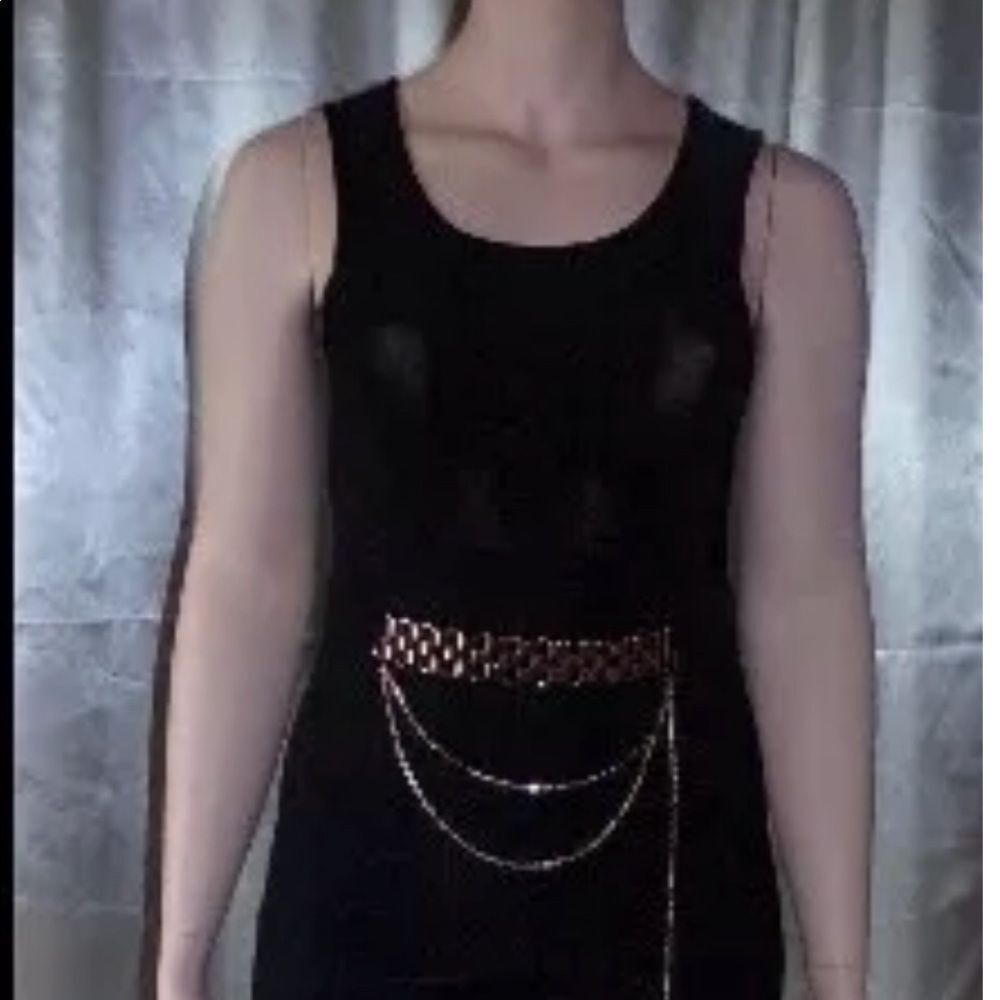 Valia Black Sexy Chained Evening Dress sz. L